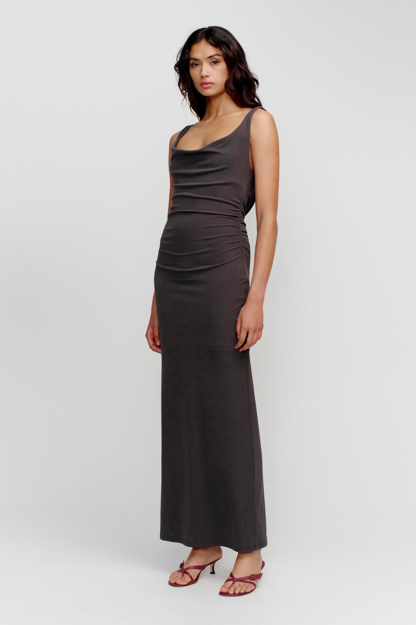 HARIETTE MIDI DRESS CHARCOAL