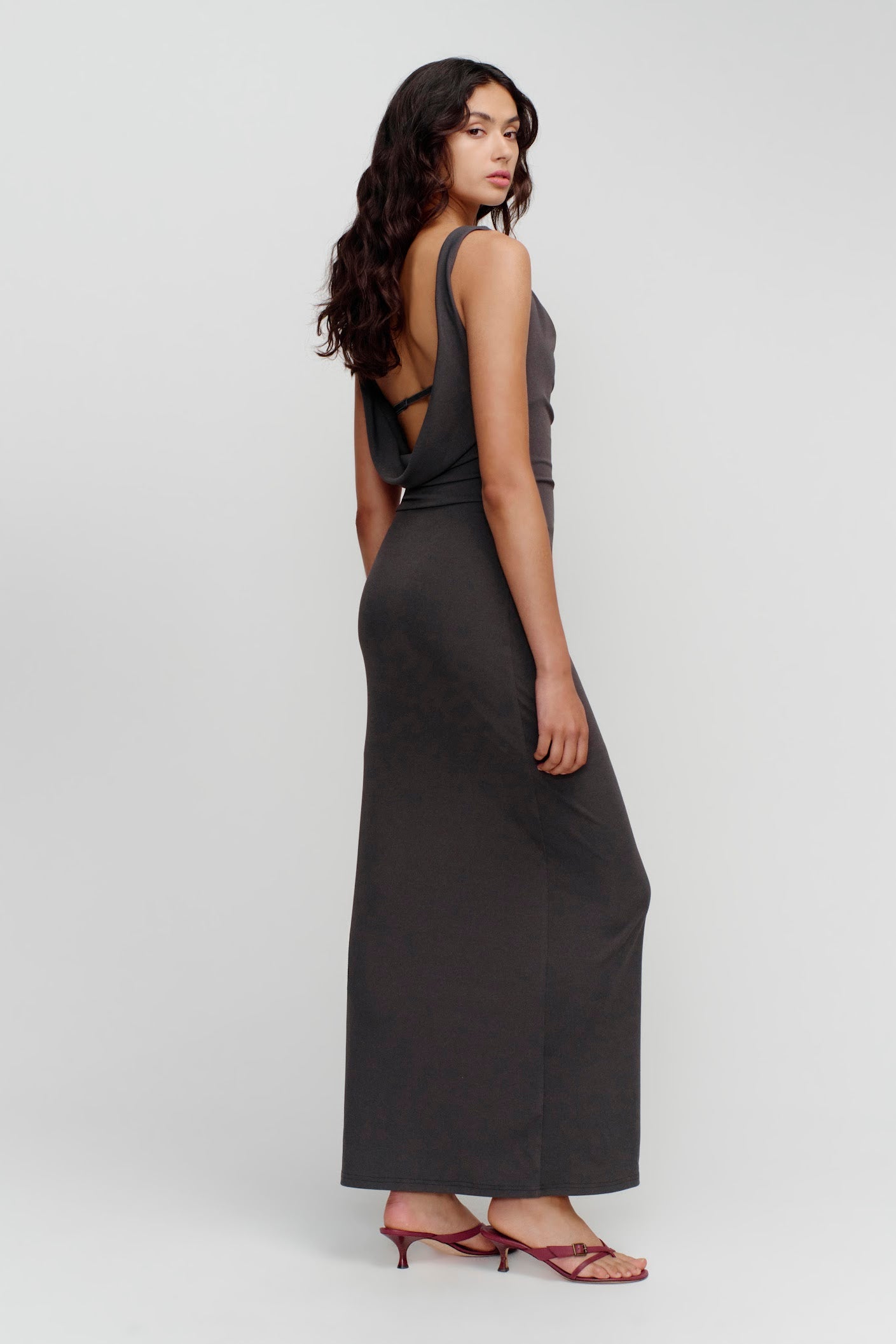 HARIETTE MIDI DRESS CHARCOAL