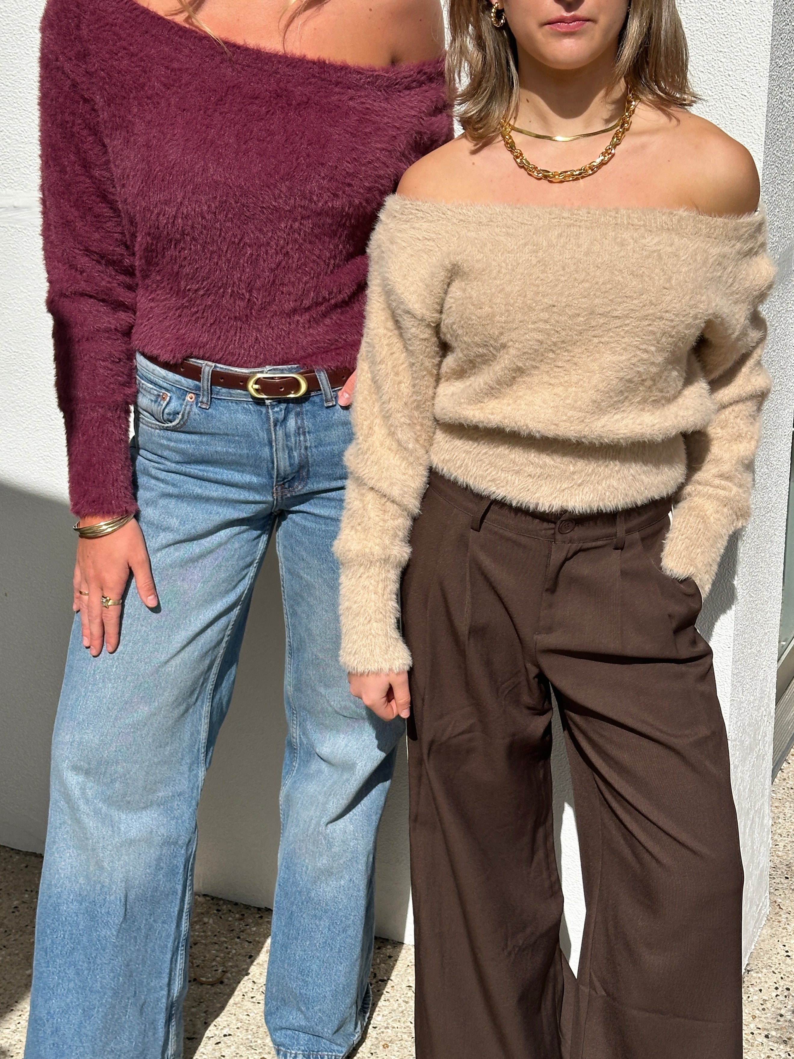 FLUFFY OFF SHOULDER KNIT