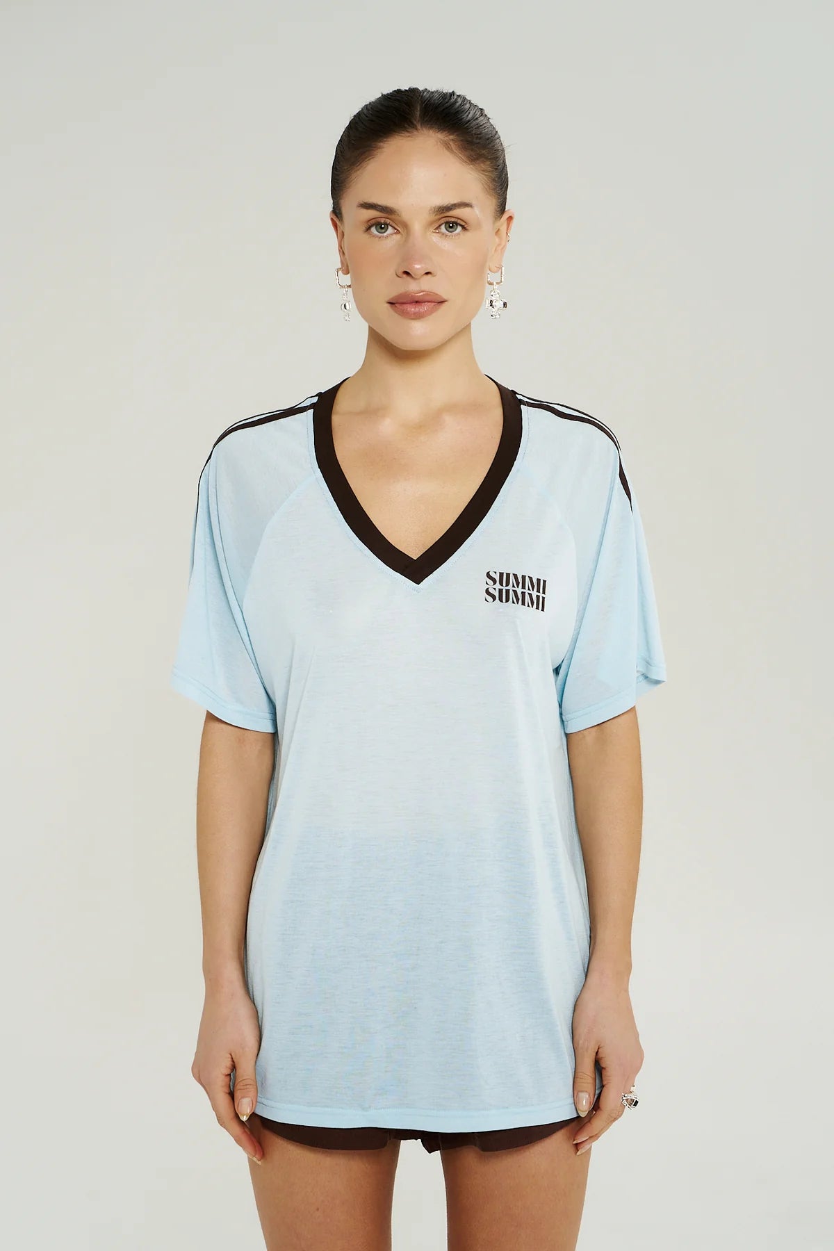 V NECK JERSEY TEE
