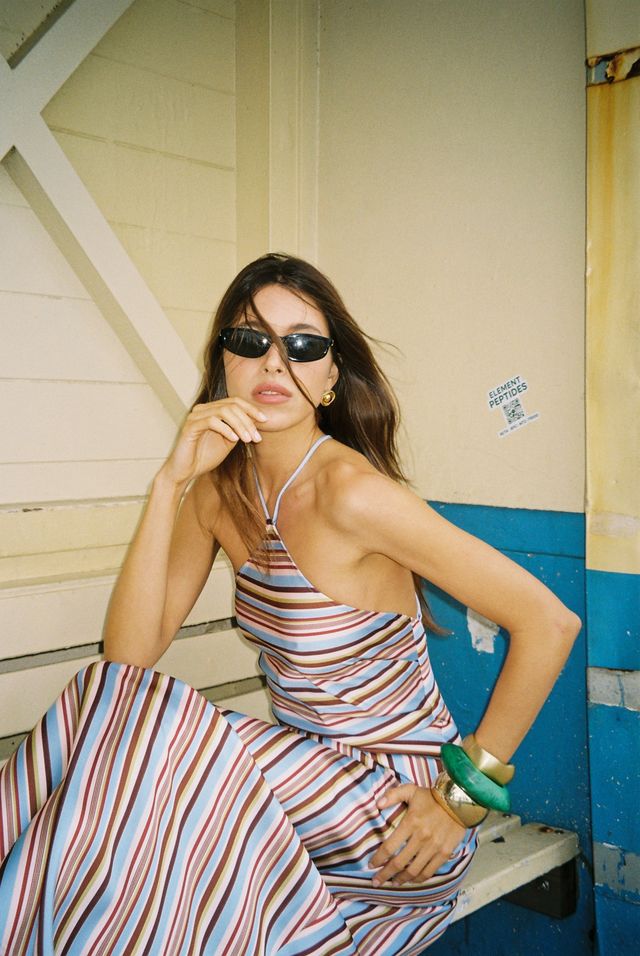 HALTER MAXI DRESS - VINTAGE STRIPE