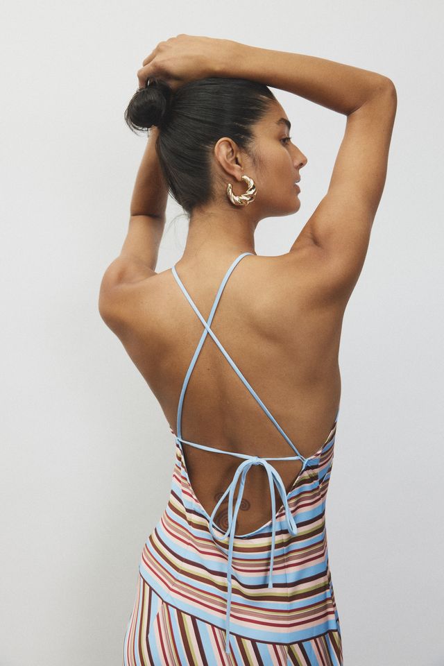 HALTER MAXI DRESS - VINTAGE STRIPE