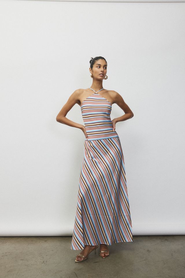 HALTER MAXI DRESS - VINTAGE STRIPE