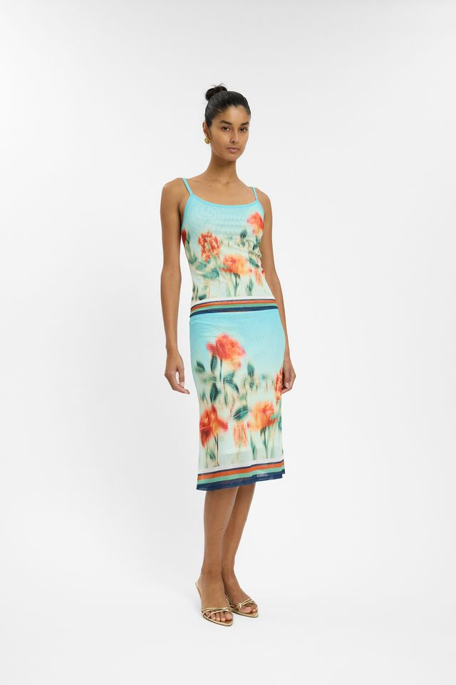 BABY BLUE MIDI MESH SKIRT