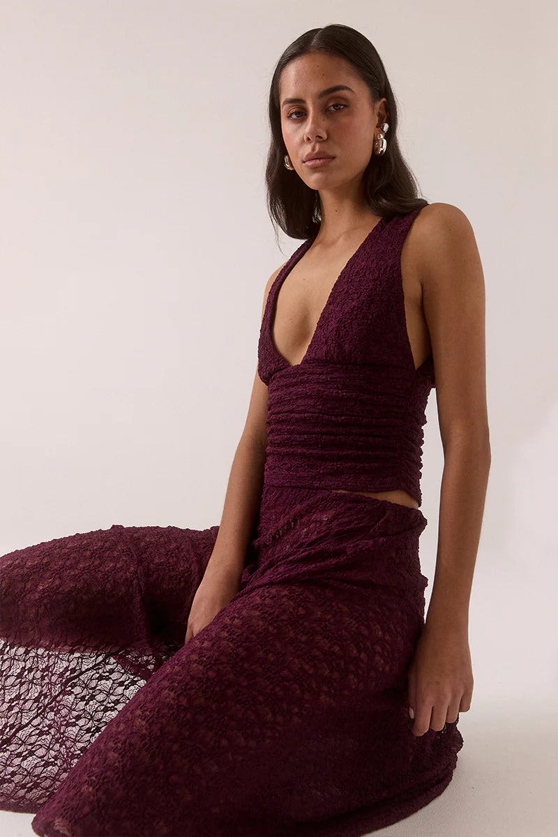 AAILA LACE SKIRT - PLUM