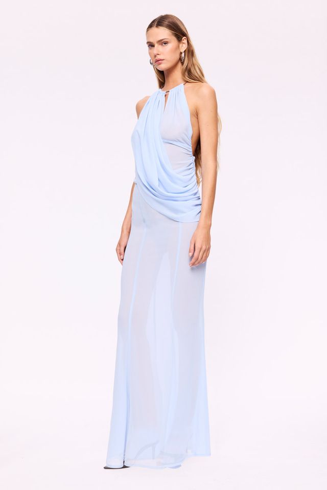 ANNALESE DRAPED GOWN ICE BLUE