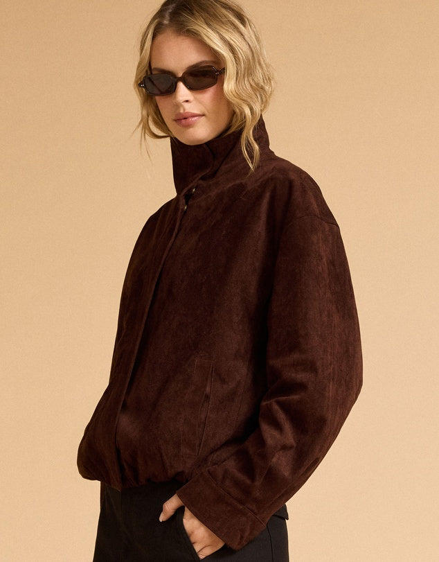 FAUX SUEDE BOMBER