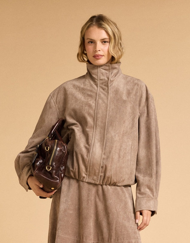 FAUX SUEDE BOMBER
