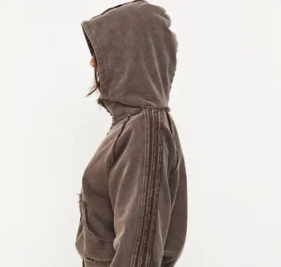 ZIP UP ACID WASH HOODIE