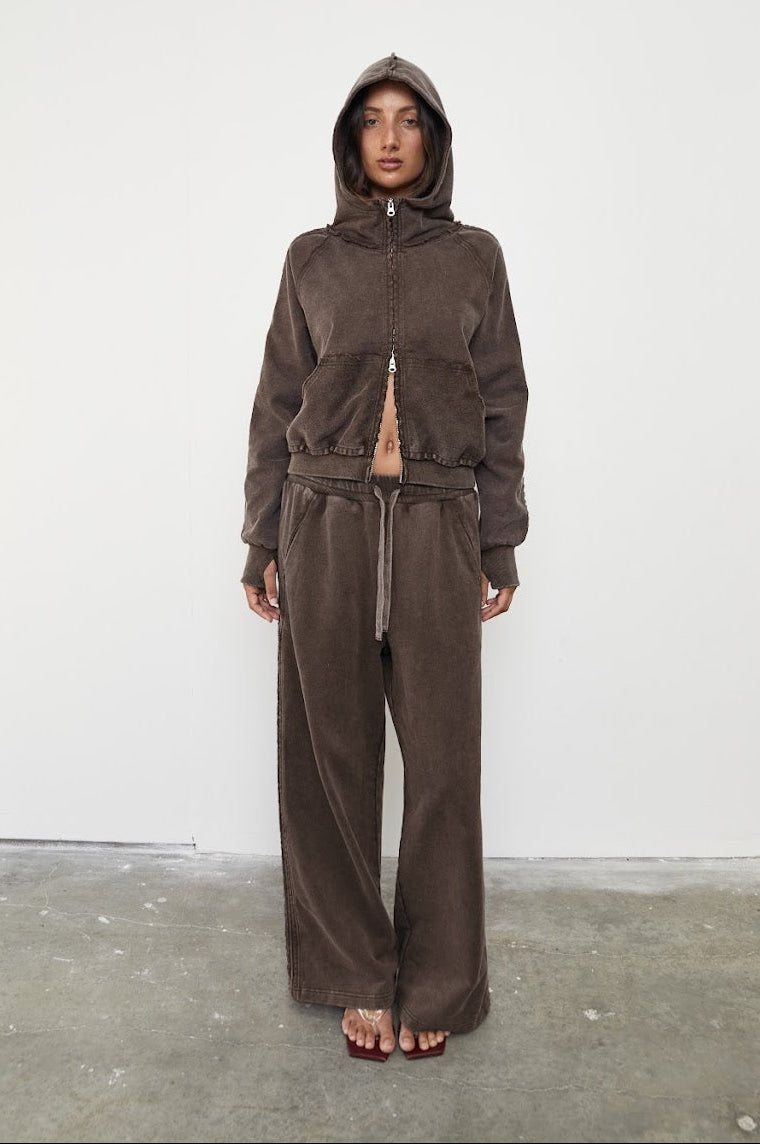 WIDE LEG ACID WASH TRACK PANT