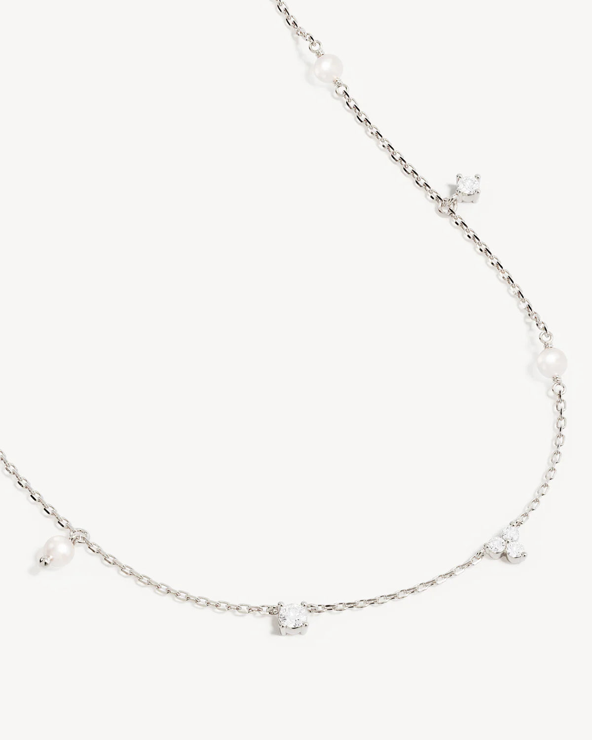 MOONLIT BLOOM PEARL CHOKER - SILVER