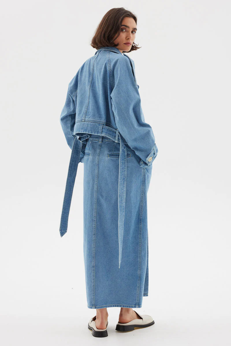 THEORY CROP DENIM TRENCH