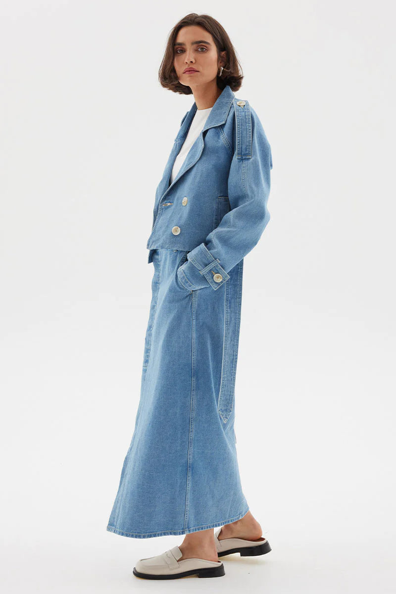 THEORY CROP DENIM TRENCH