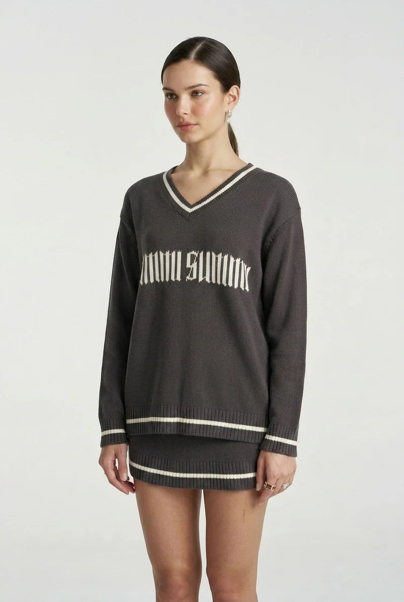 SUMMI KNIT MINI SKIRT - SHADOW