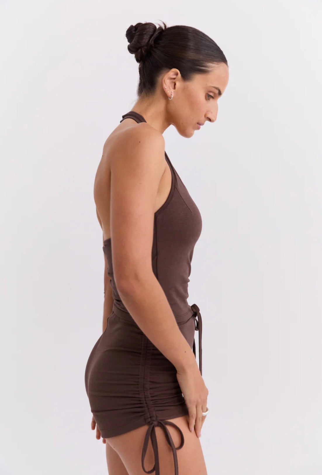 HALTER BODICE  TOP - DARK BROWN