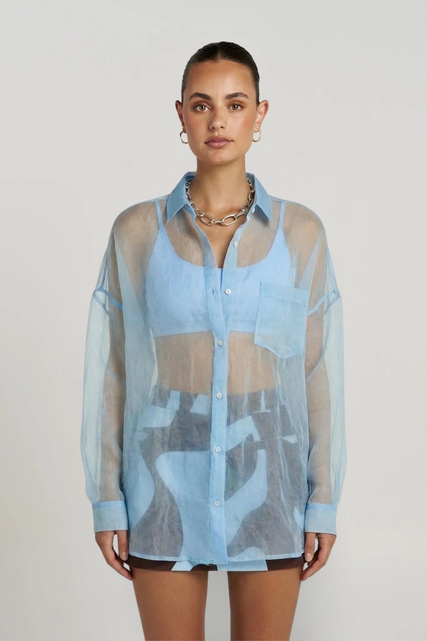 MERCURIO SILK SHIRT - BLUE