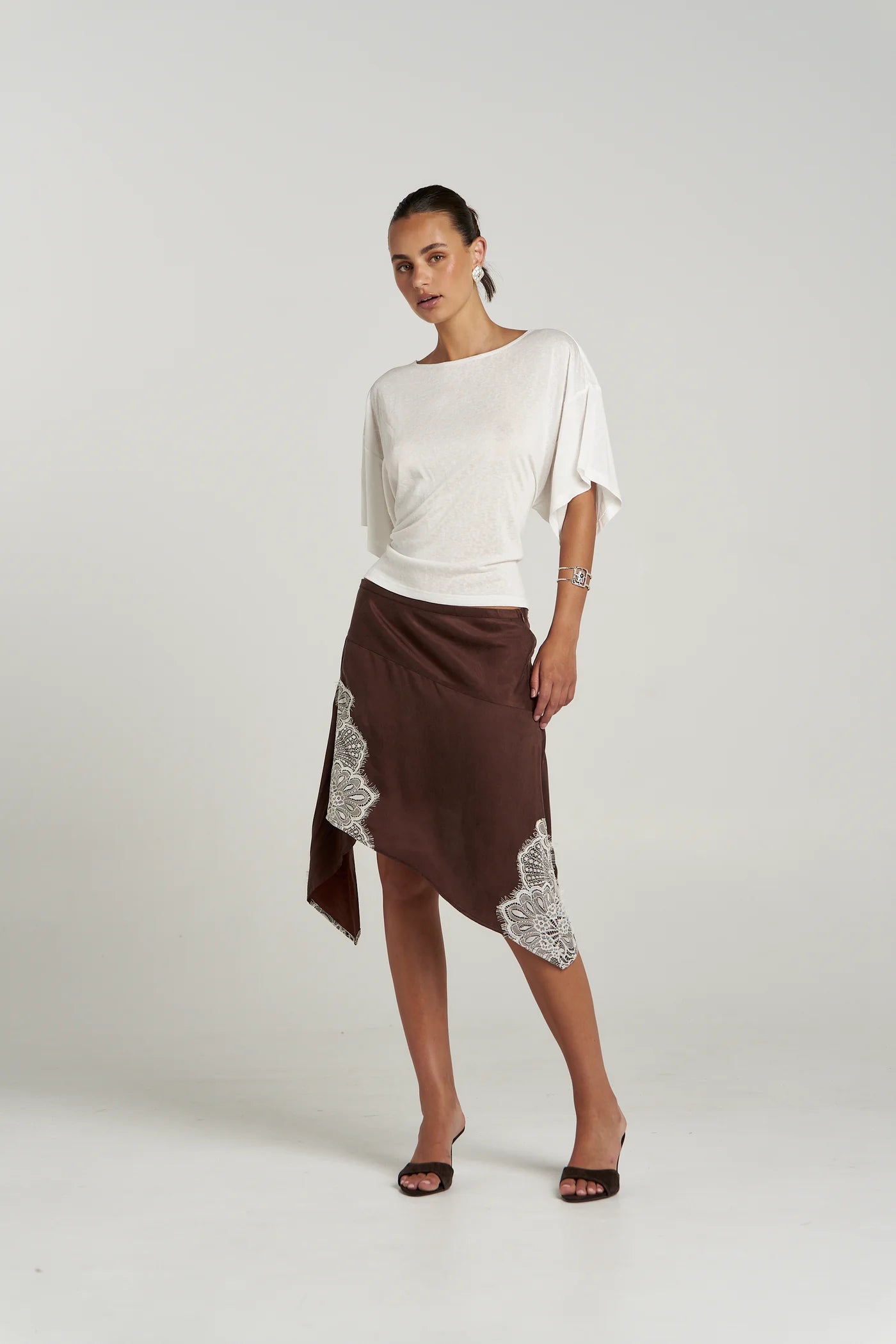 FLORENCE ASYM SKIRT - ESPRESSO