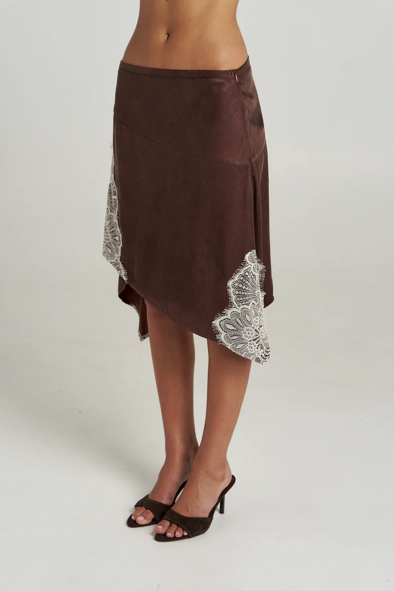 FLORENCE ASYM SKIRT - ESPRESSO