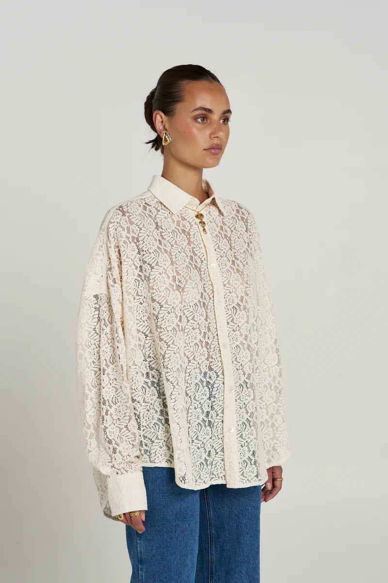 FLEUR LS SHIRT - ECRU