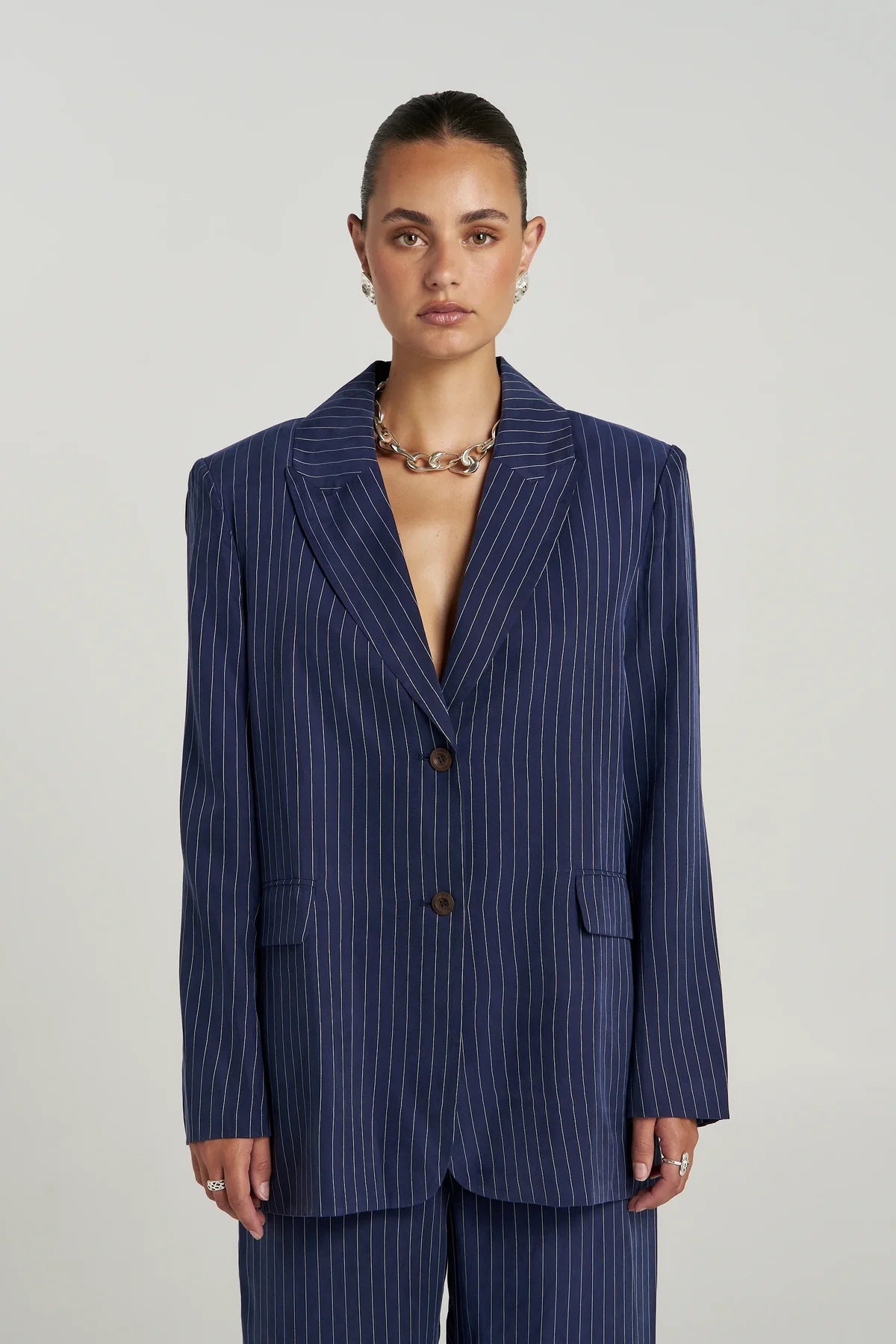 OS BLAZER - NAVY PINSTRIPE