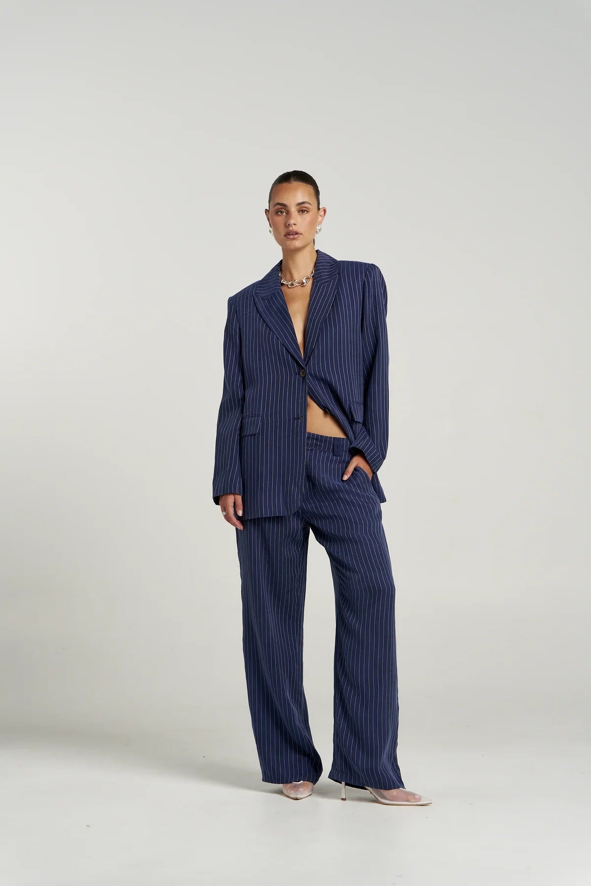 OS BLAZER - NAVY PINSTRIPE