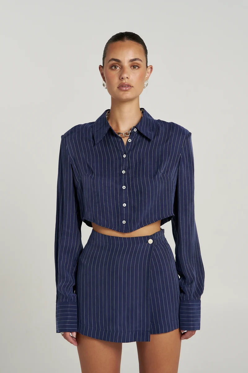 ASYM SKORT - NAVY STRIPE