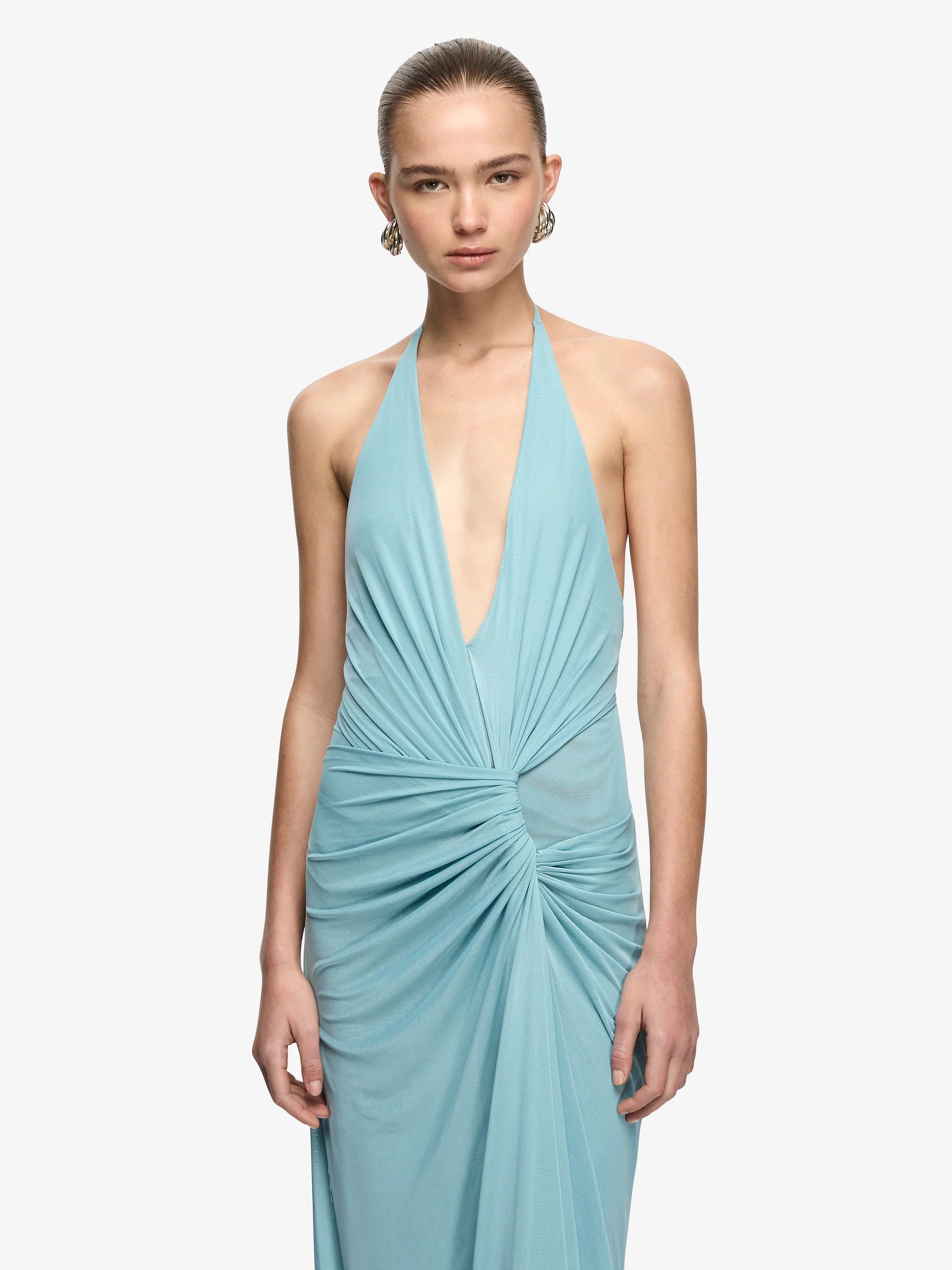 XANTHI V NECK MAXI DRESS - BLUE