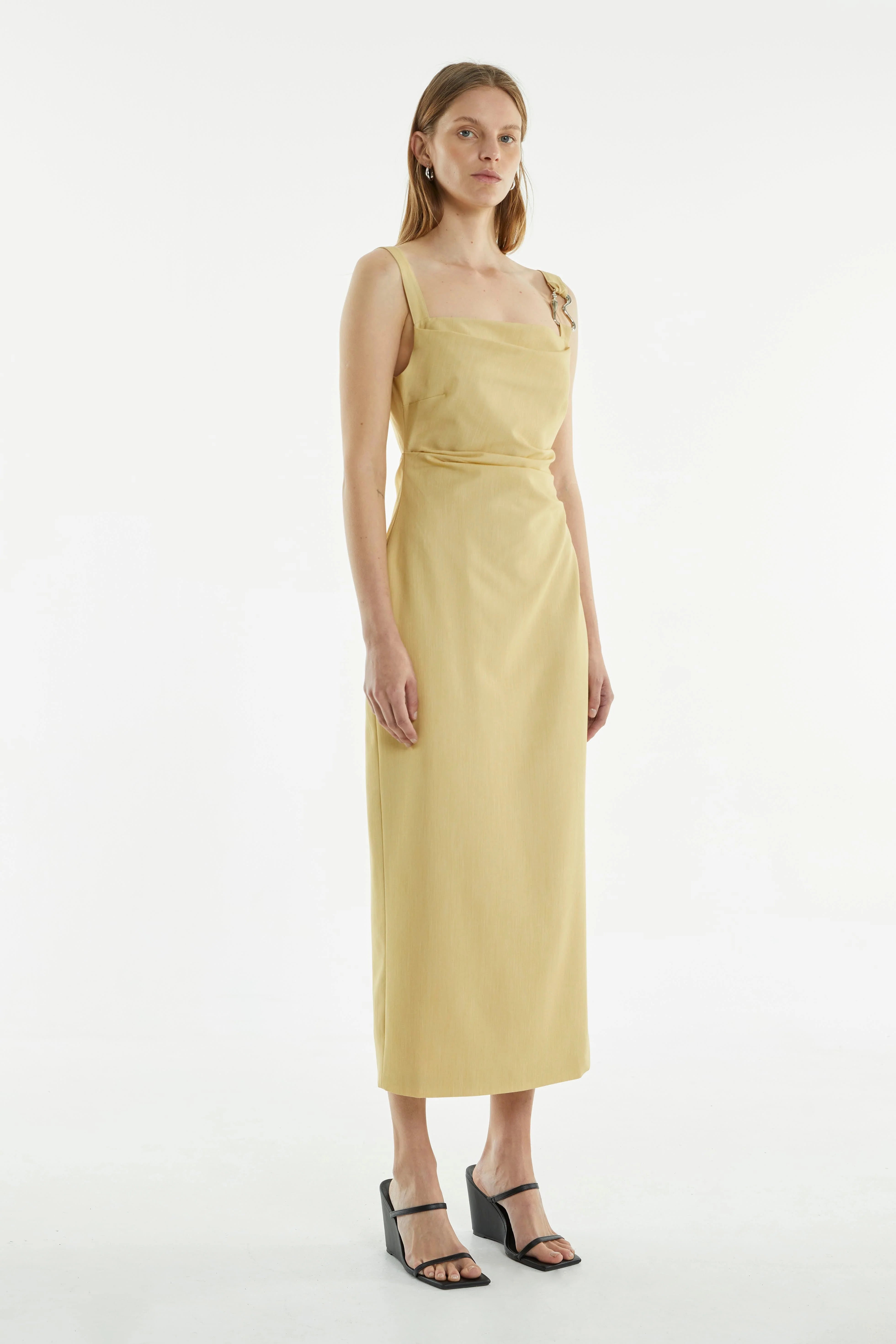 PARADIGM TUCKED MIDI DRESS