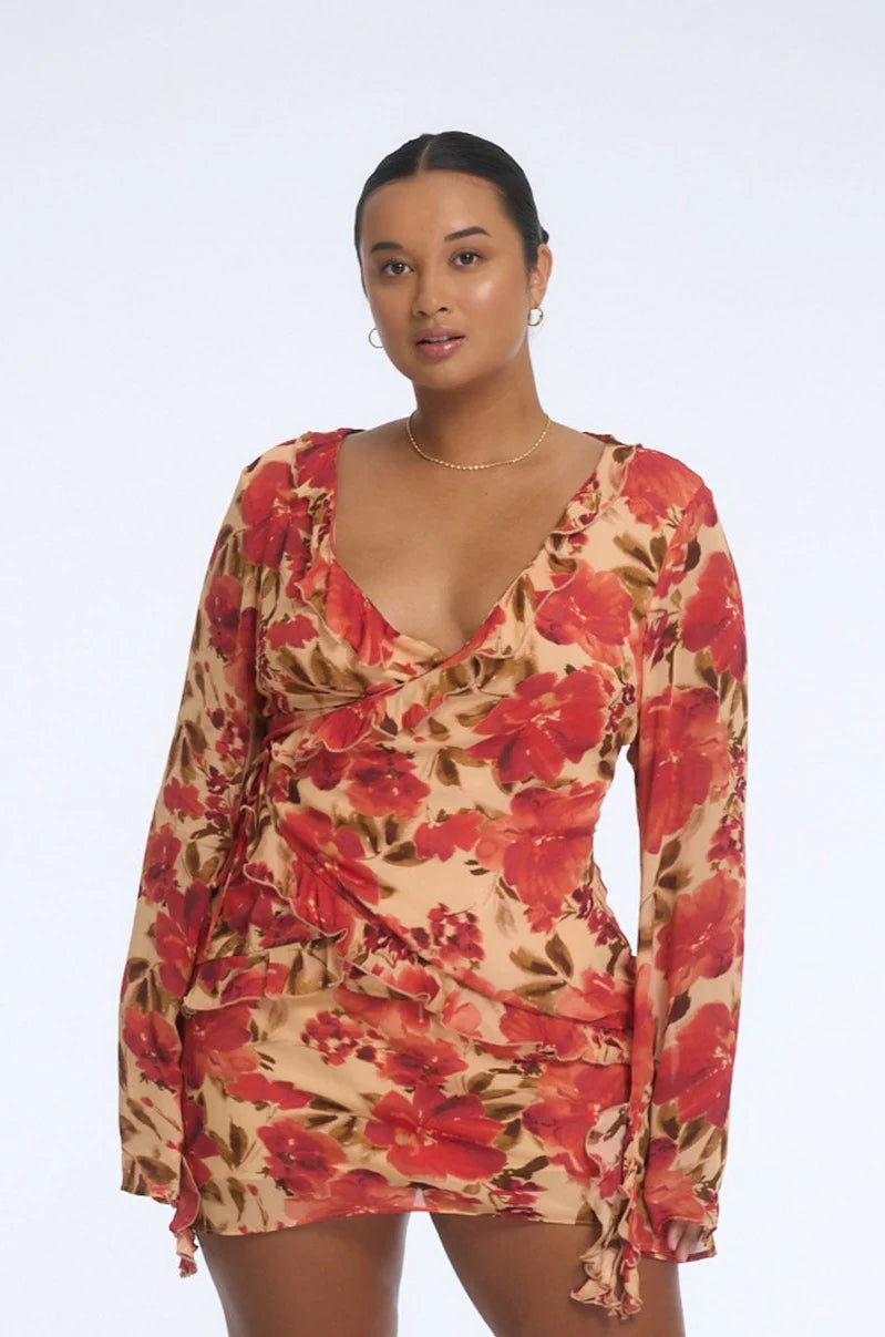 LUCIA WRAP BLOUSE - CAMELLIA