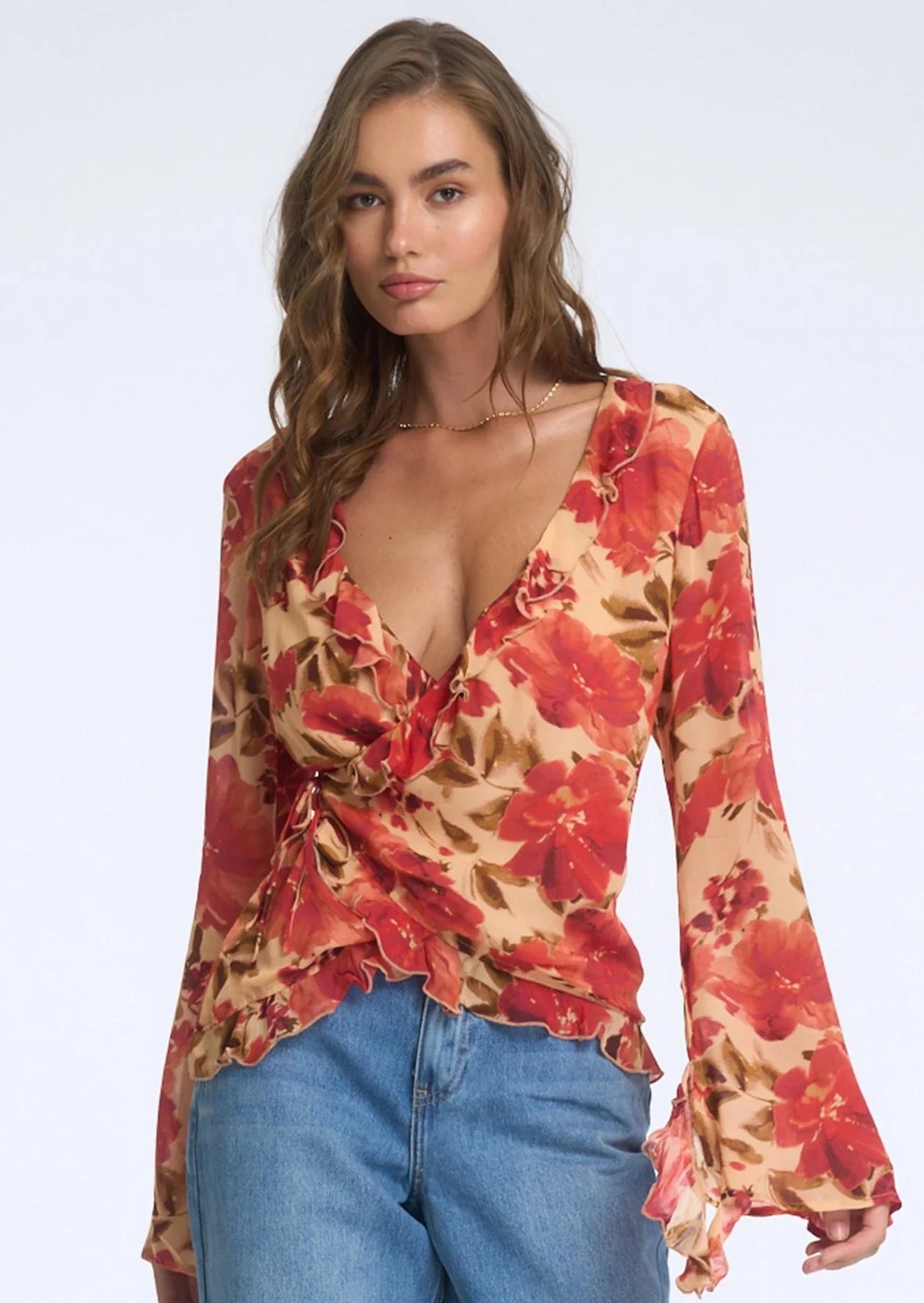 LUCIA WRAP BLOUSE - CAMELLIA