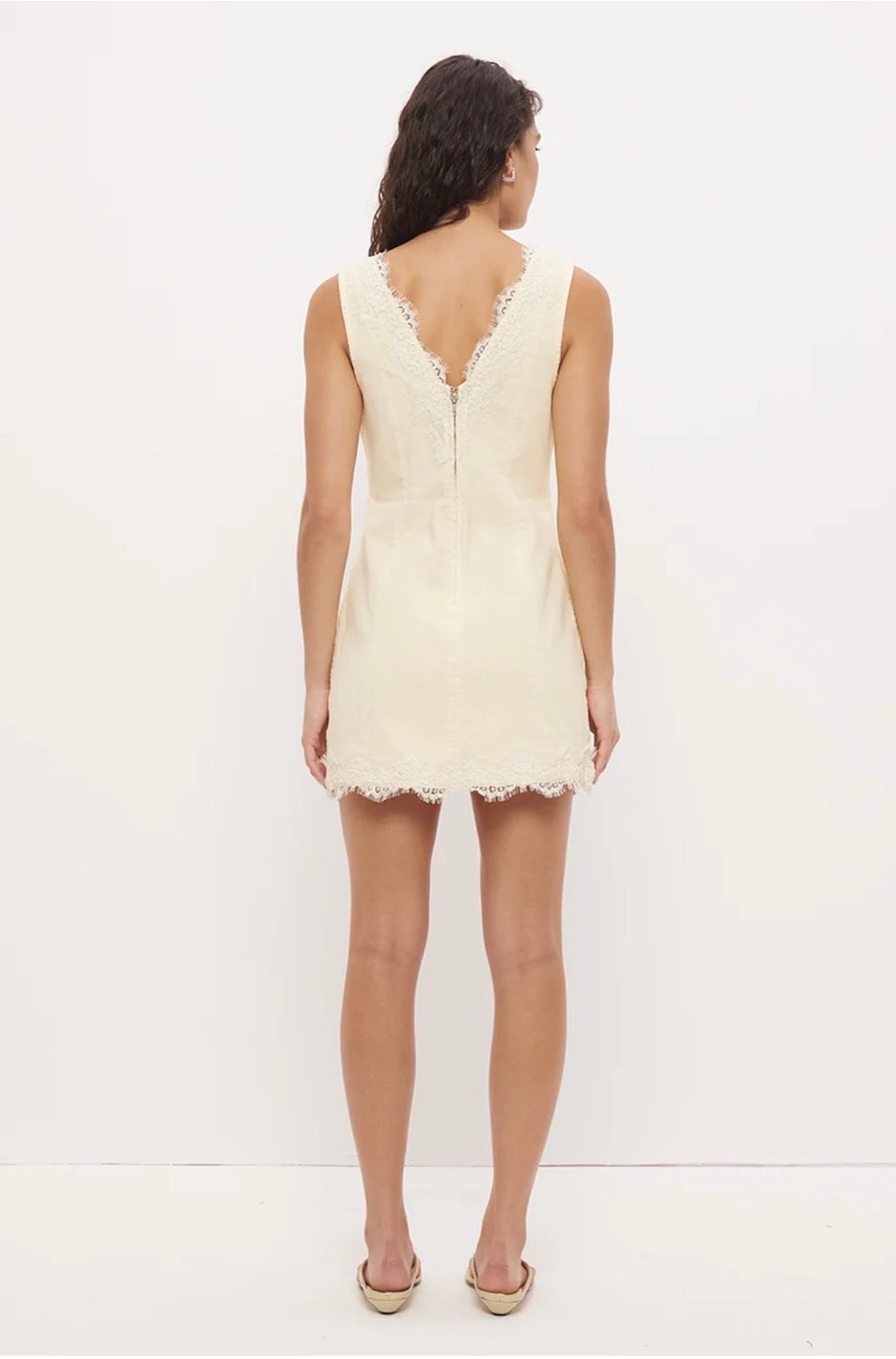 LACE DENIM MINI DRESS