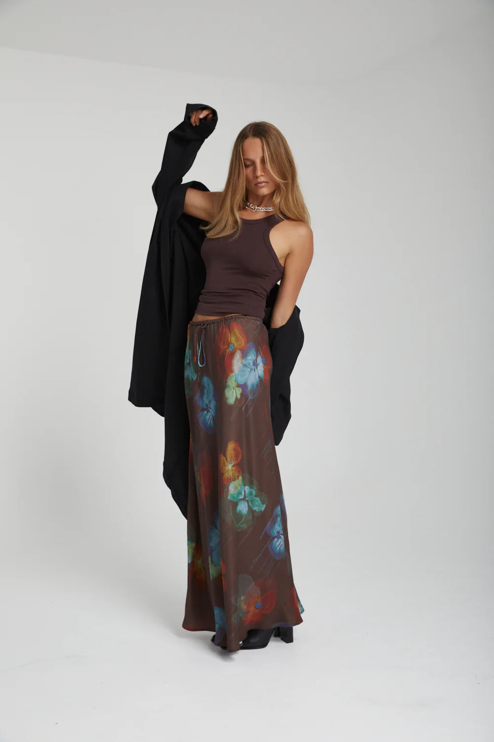 RELAXED MAXI SKIRT PANSY DRIP