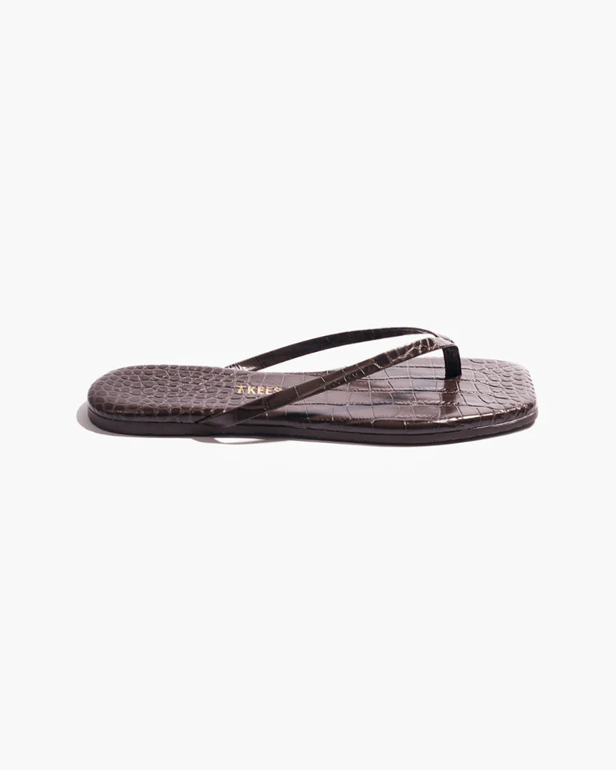 SQUARE TOE LILY THONG - CAROB CHOC