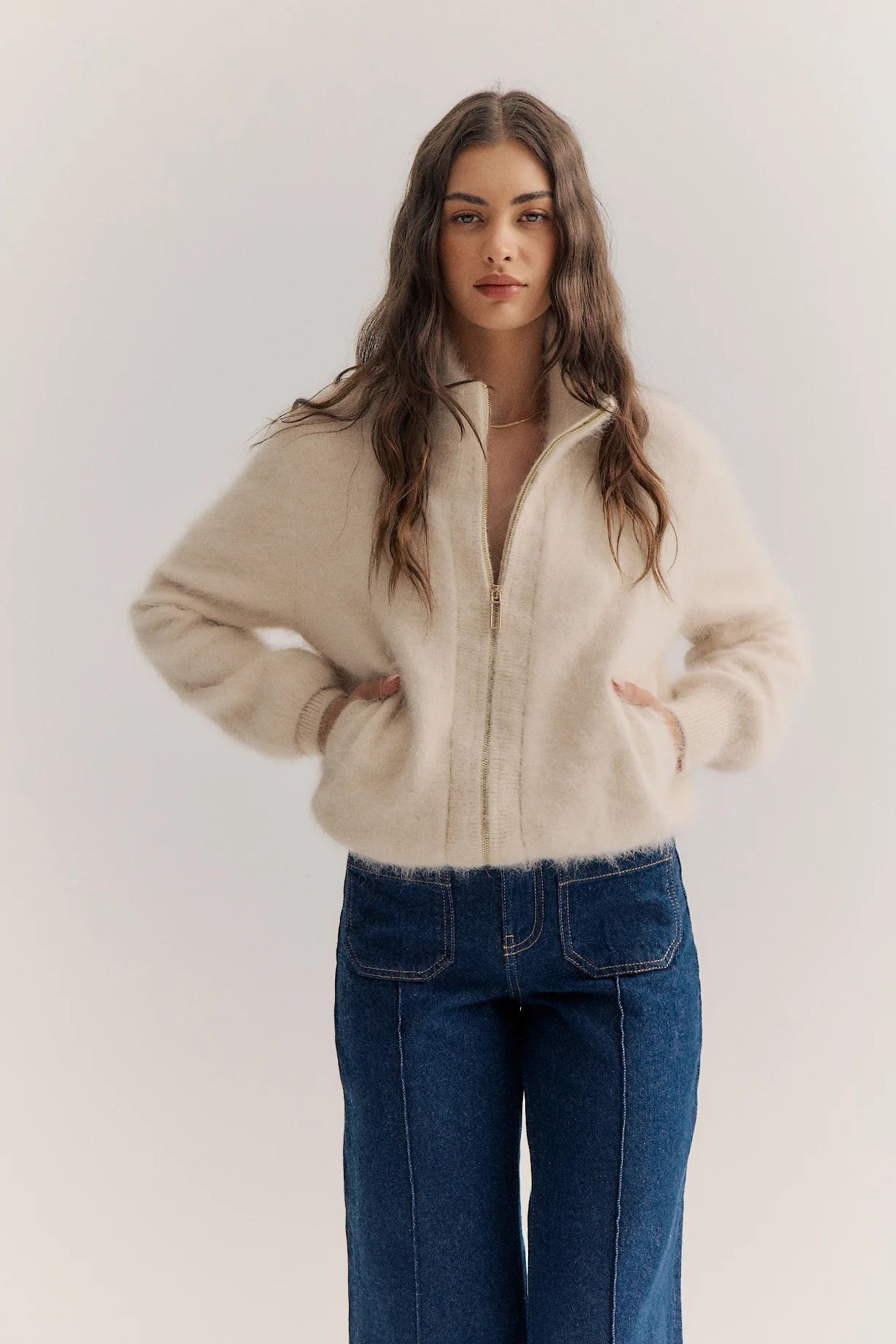 FELIX ZIP UP CARDIGAN CASHMERE