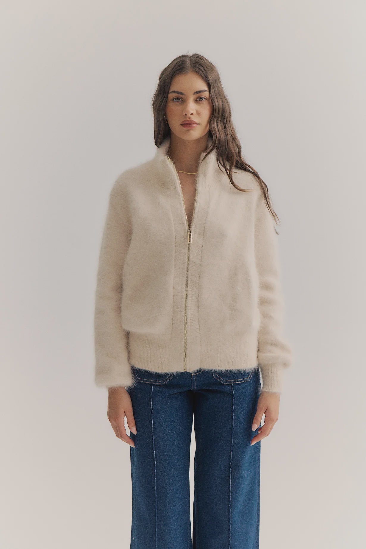 FELIX ZIP UP CARDIGAN CASHMERE