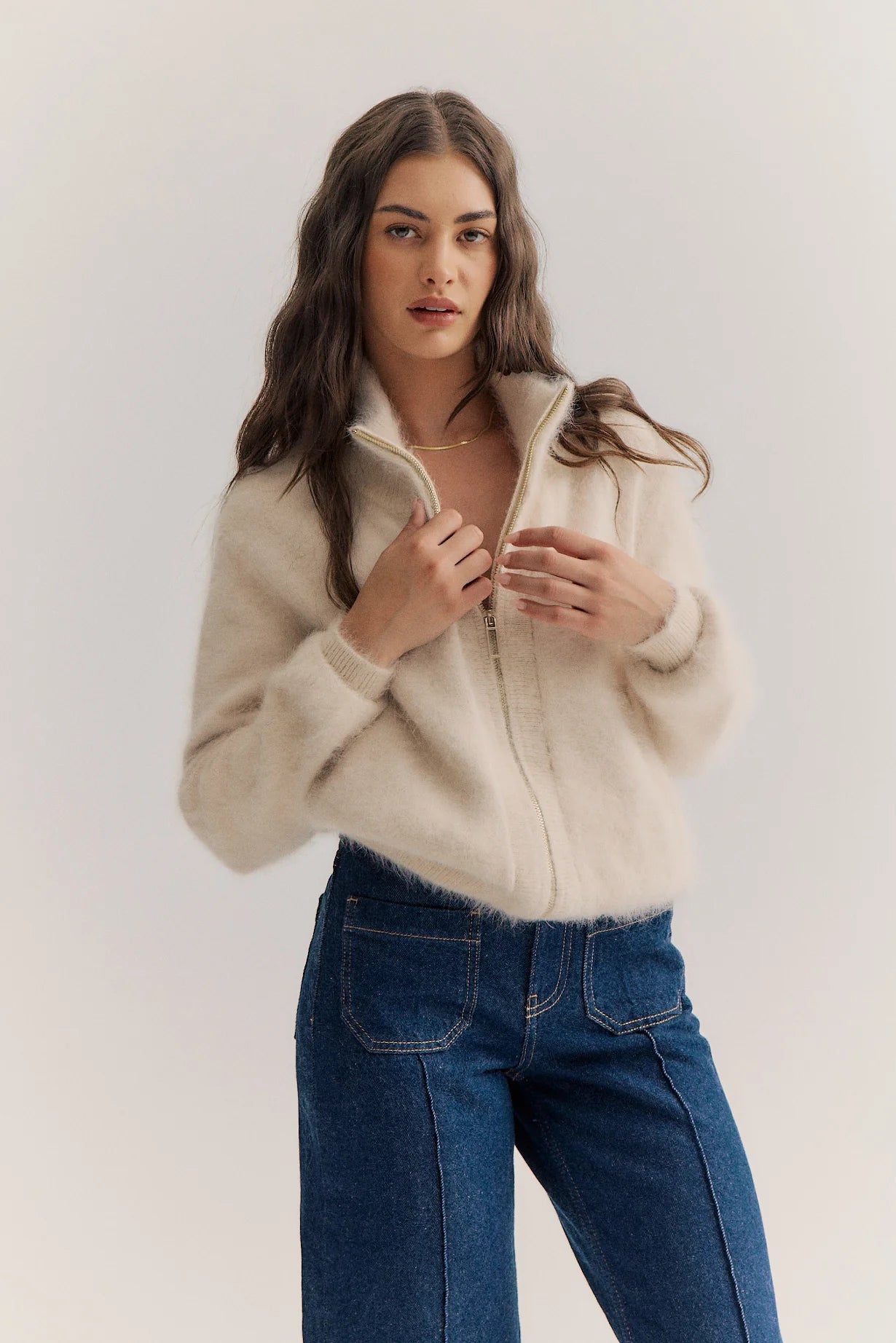FELIX ZIP UP CARDIGAN CASHMERE