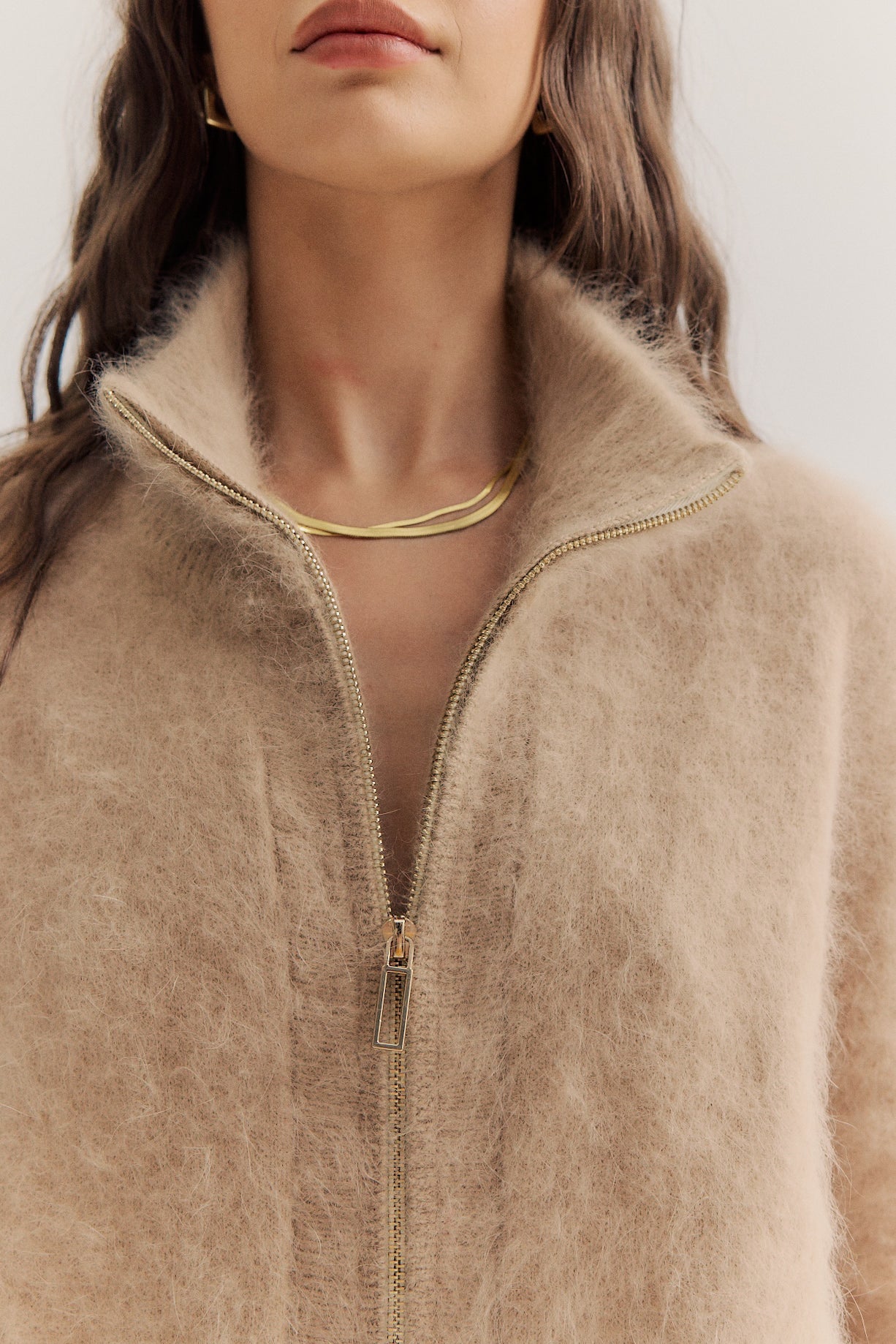 FELIX ZIP UP CARDIGAN CASHMERE