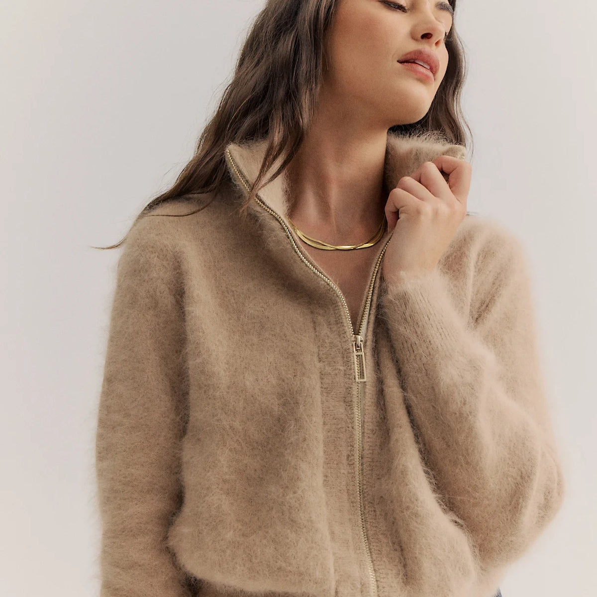 FELIX ZIP UP CARDIGAN CASHMERE