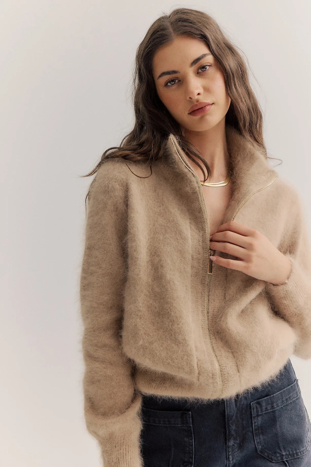 FELIX ZIP UP CARDIGAN CASHMERE
