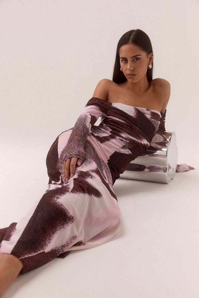 AFTERLIGHT OFF SHOULDER DRESS