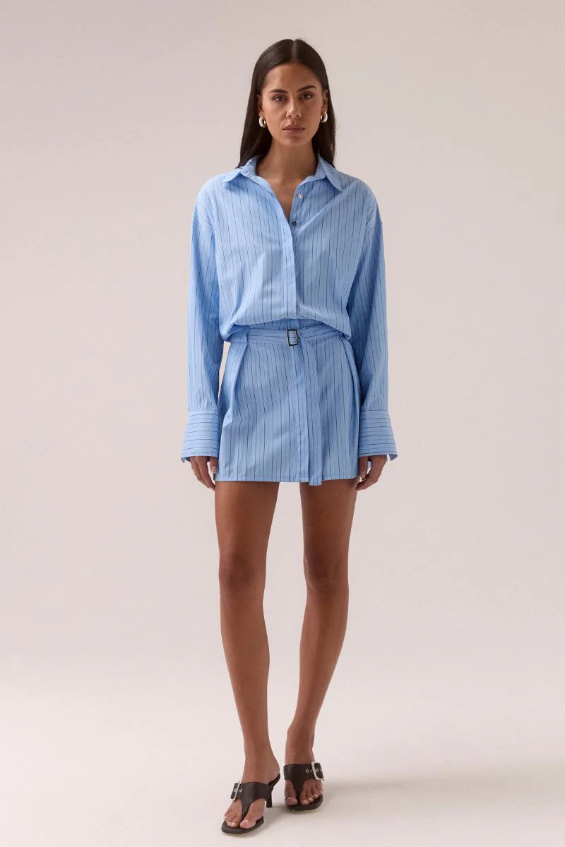 BRYNN SHIRT DRESS - BLUE STRIPE