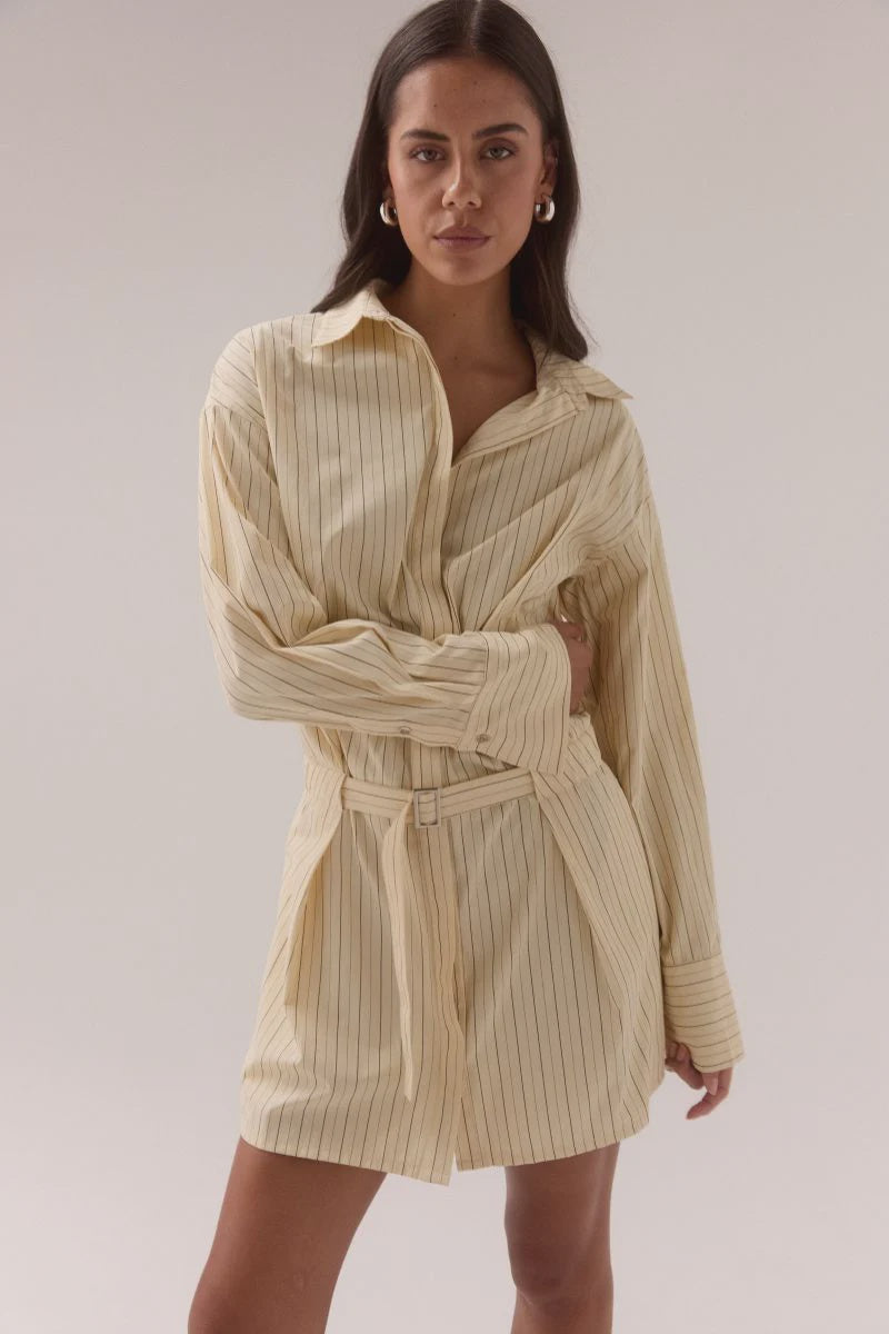 BRYNN SHIRT DRESS - LEMONADE