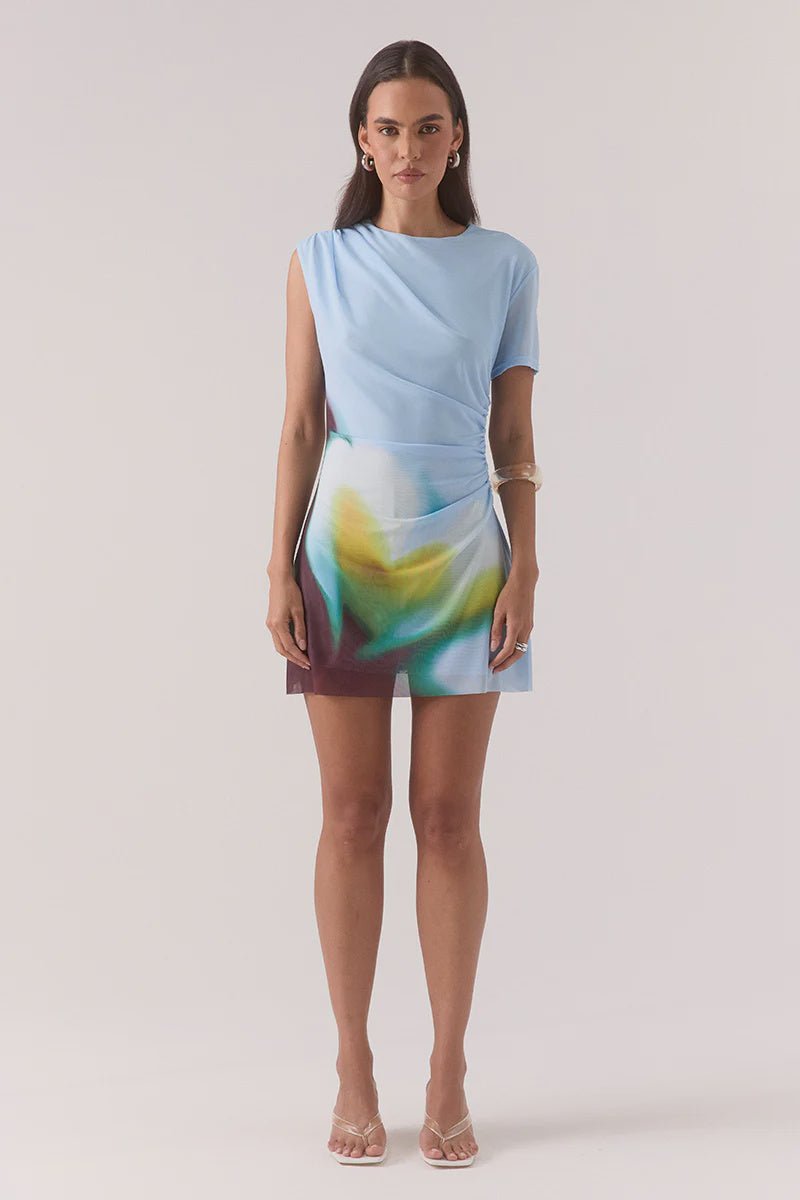 ZINNIA MESH MINI DRESS - AZURE