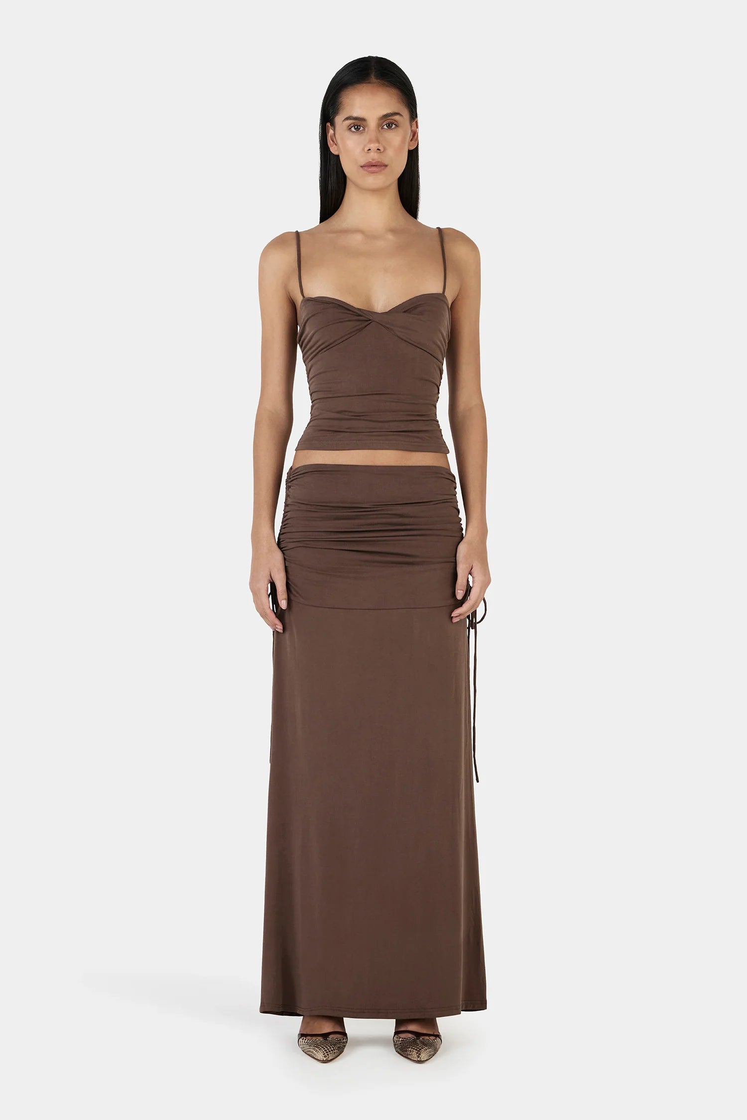 HEATHER MAXI SKIRT -  CHOCOLATE