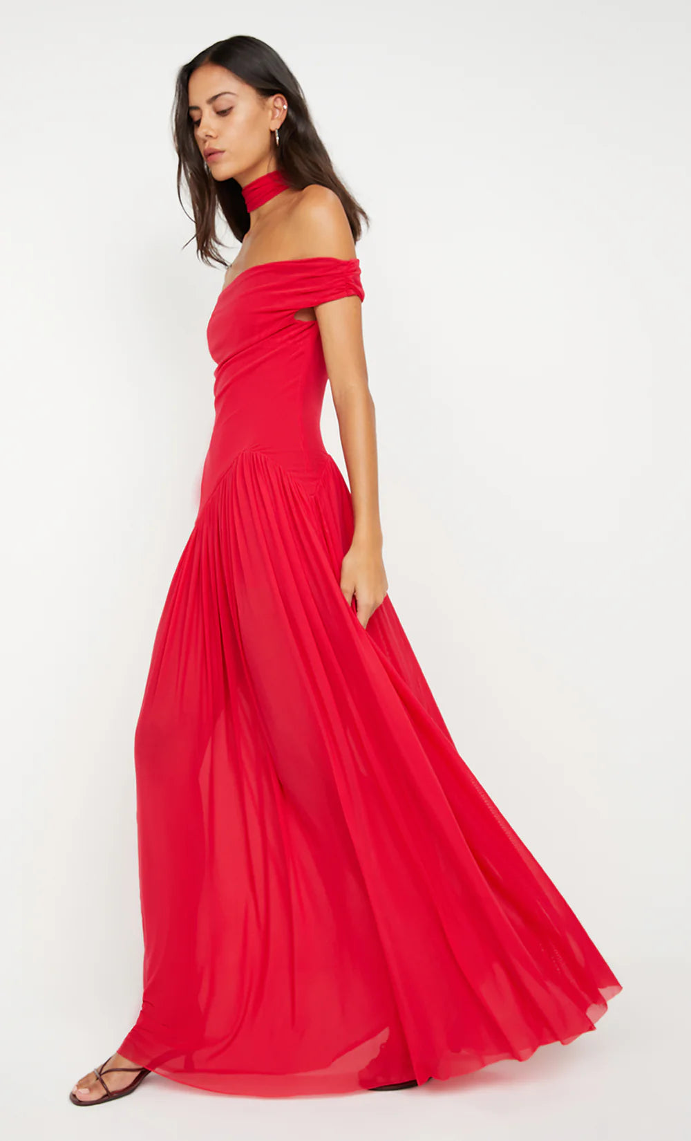 STRAWBERRY DEIJA OFF SHOULDER MAXI DRESS