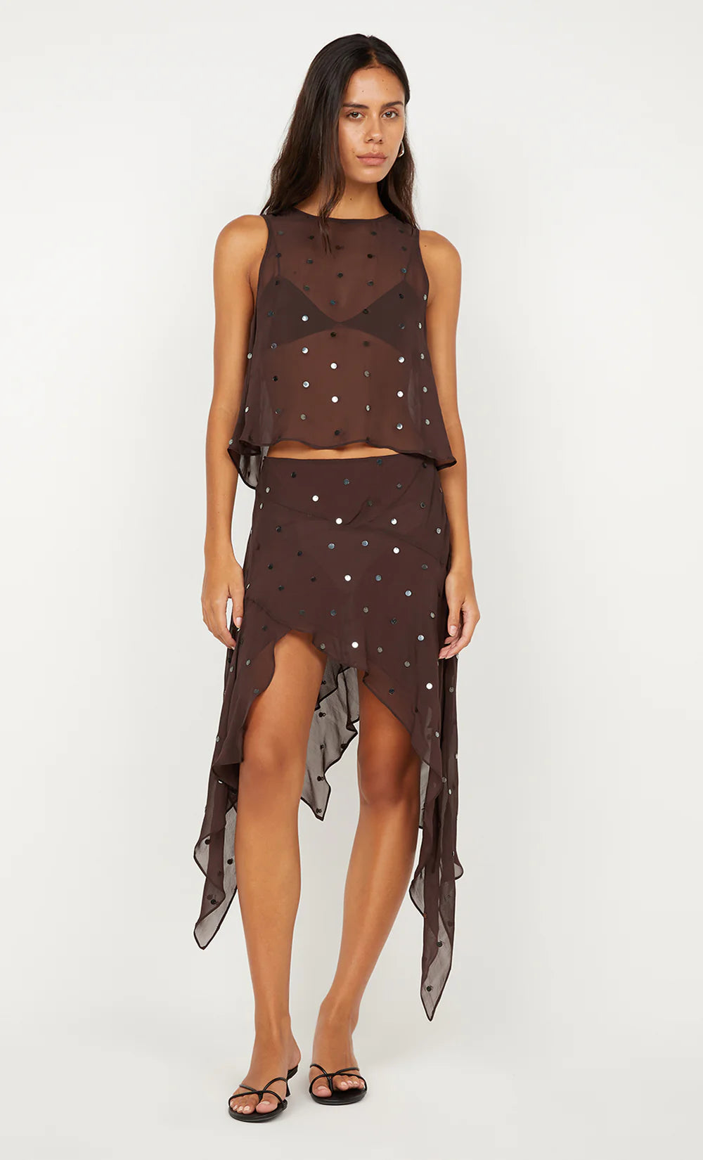 DARK CHOC ARIELLE ASYM SKIRT SEQUIN