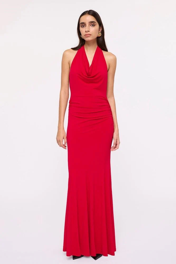 RUBY HALTER MAXI - CHERRY RED
