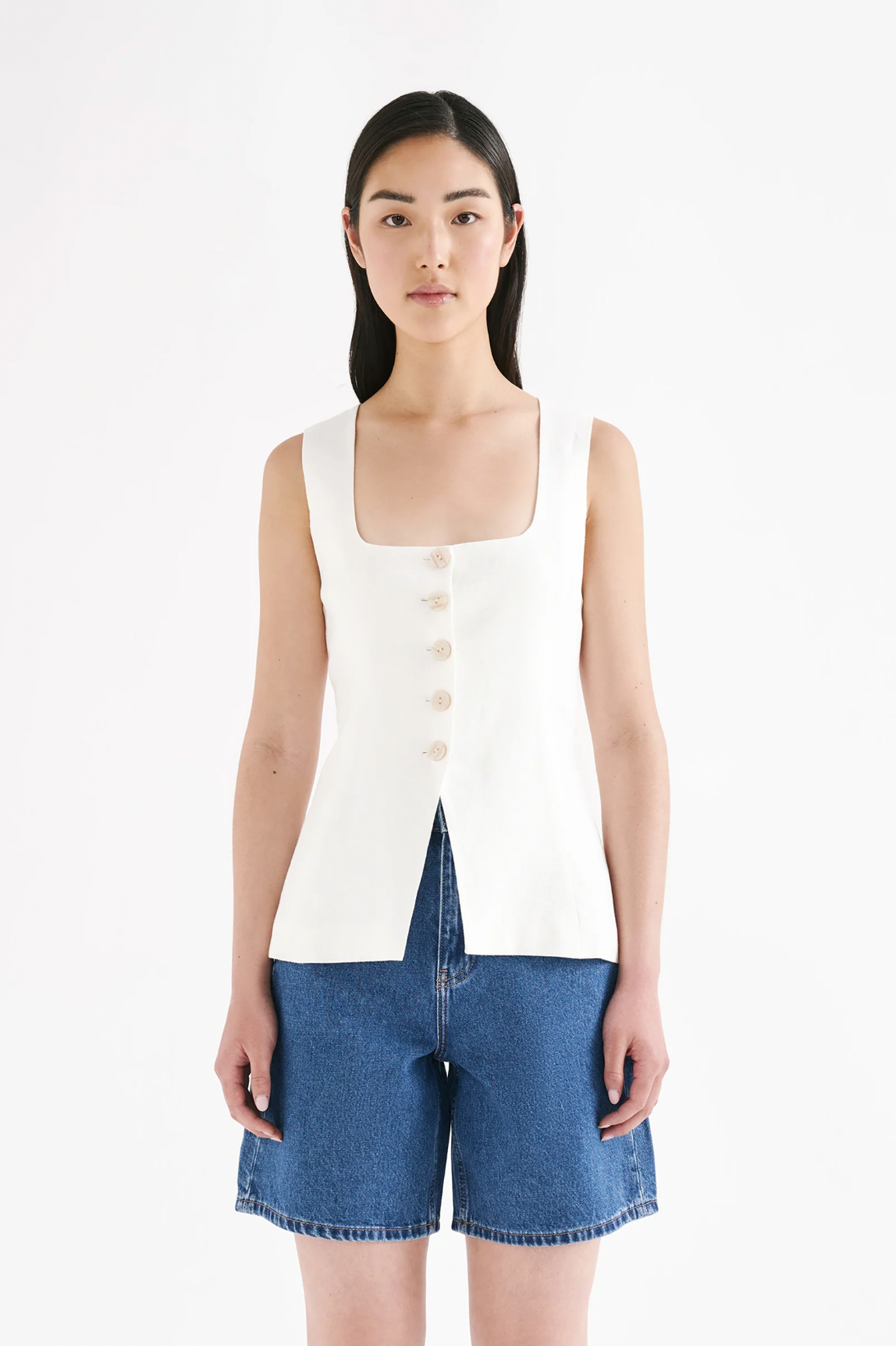 CLIO LINEN VEST WHITE