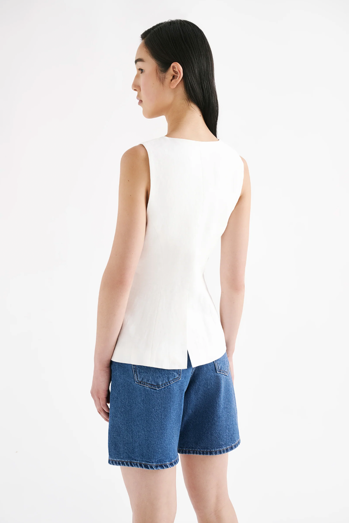 CLIO LINEN VEST WHITE