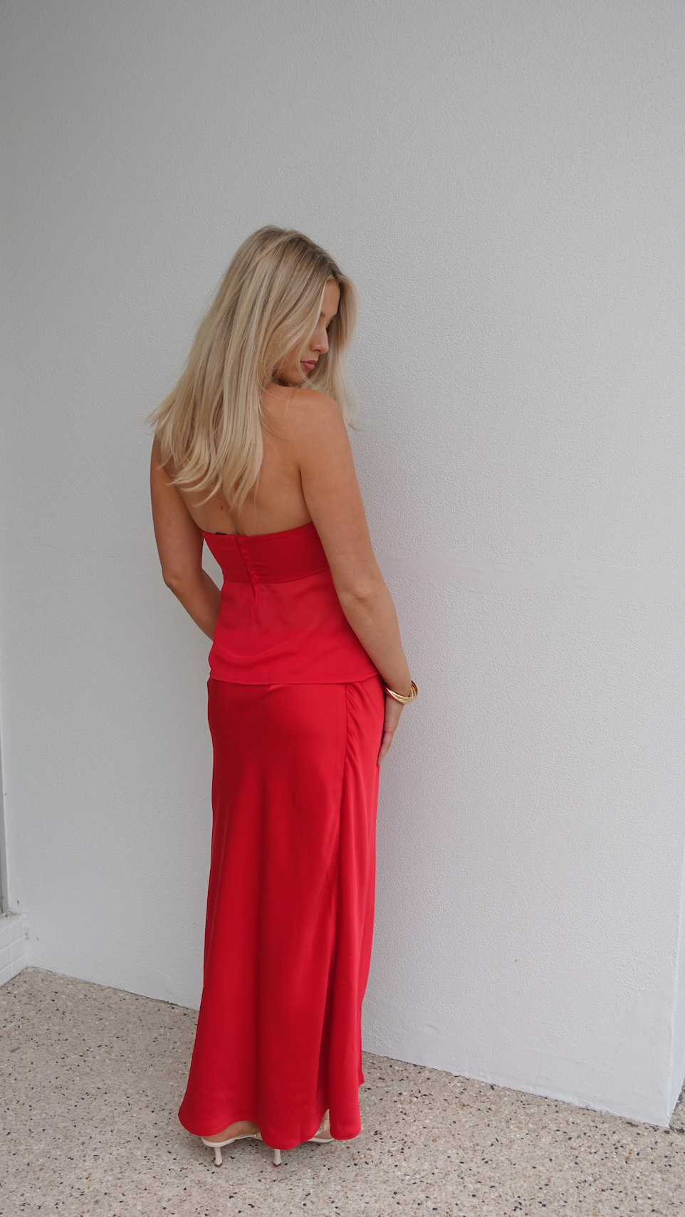 RICKY MIDI SKIRT RED